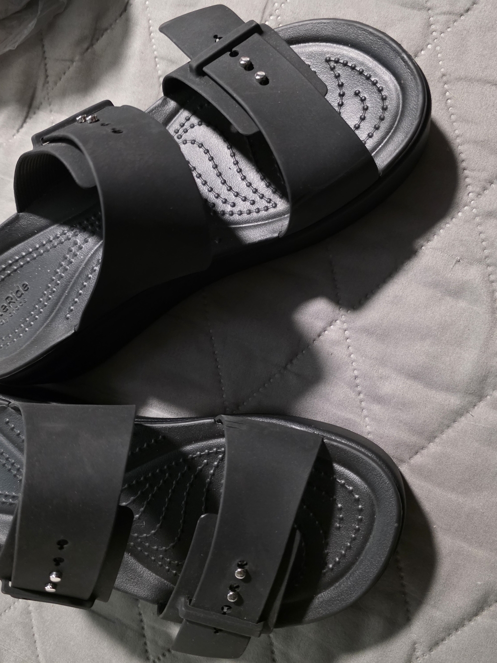 CROCS Women's Black Dual-Buckle Slide Sandals